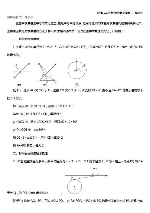(完整word版)圆中最值问题10种求法