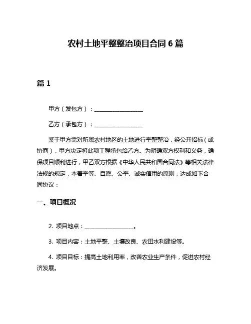 农村土地平整整治项目合同6篇