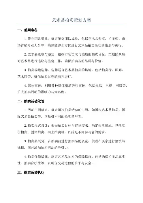 艺术品拍卖策划方案