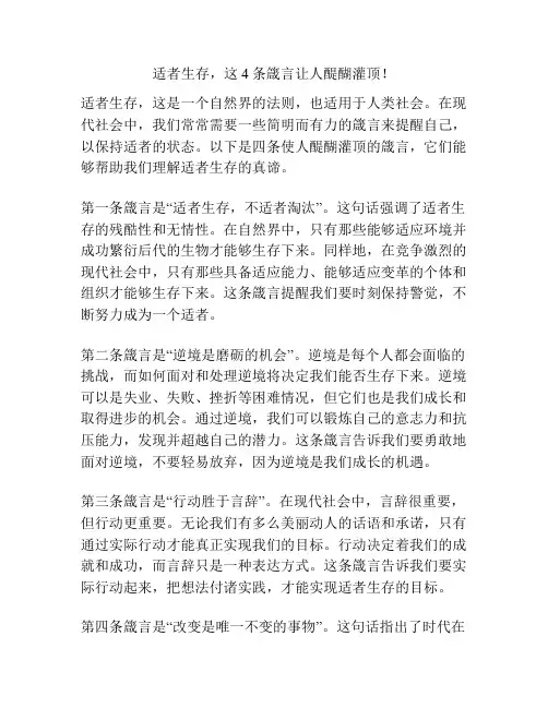 适者生存,这4条箴言让人醍醐灌顶!