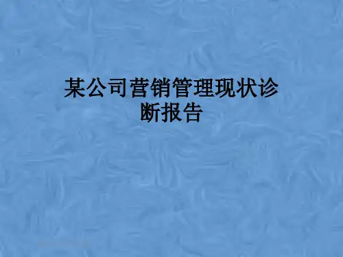 某公司营销管理现状诊断报告