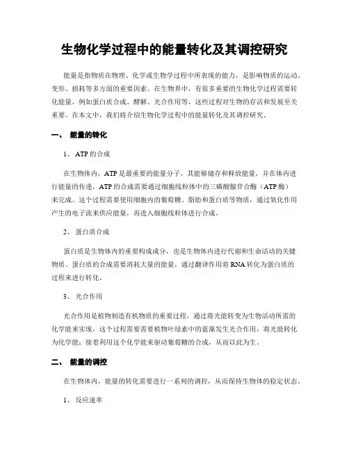 生物化学过程中的能量转化及其调控研究