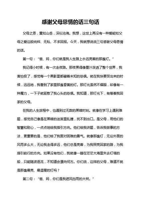 感谢父母恩情的话三句话