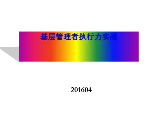 基层管理者执行力实战培训