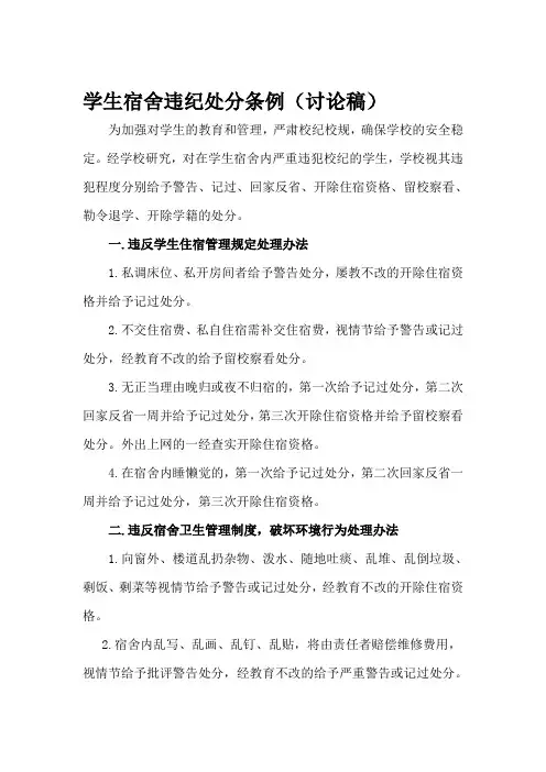 学生宿舍违纪处理规定