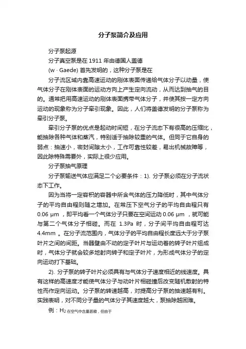 分子泵简介及应用
