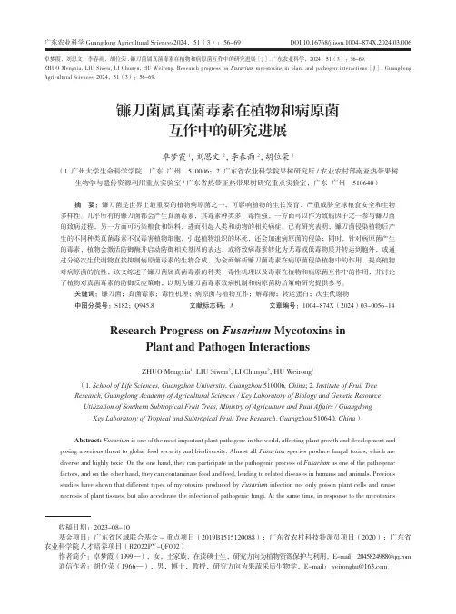 镰刀菌属真菌毒素在植物和病原菌互作中的研究进展