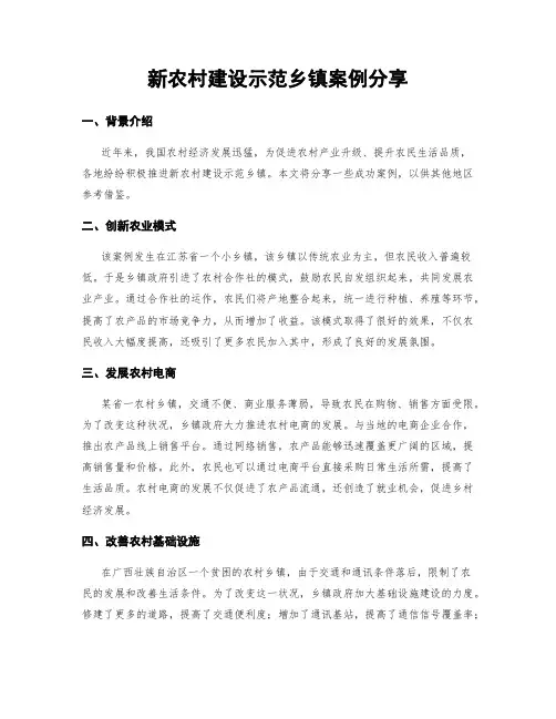 新农村建设示范乡镇案例分享