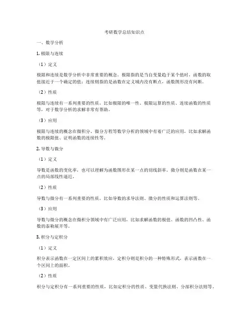 考研数学总结知识点