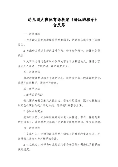 幼儿园大班体育课教案《好玩的梯子》含反思