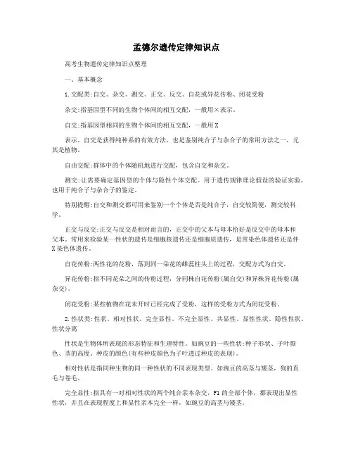 孟德尔遗传定律知识点