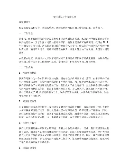 河长制的工作情况汇报