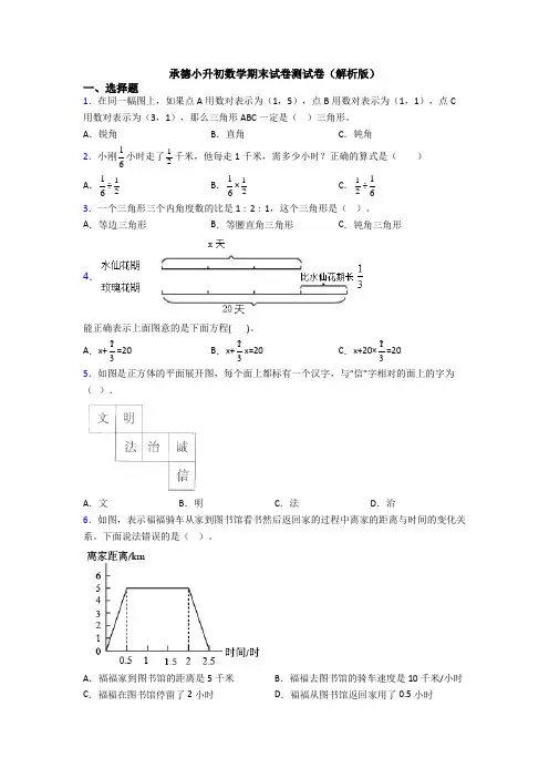 承德小升初数学期末试卷测试卷（解析版） (2)