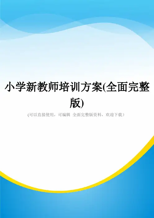 小学新教师培训方案(全面完整版)