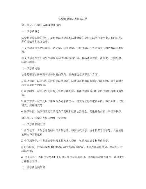法学概论知识点期末总结