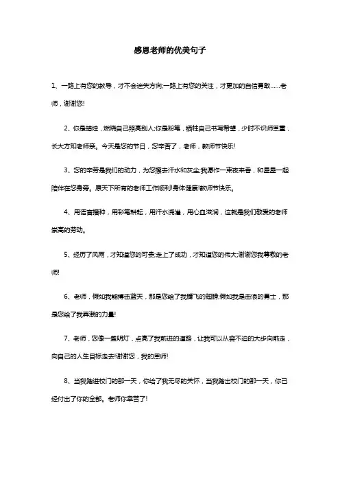 感恩老师的优美句子