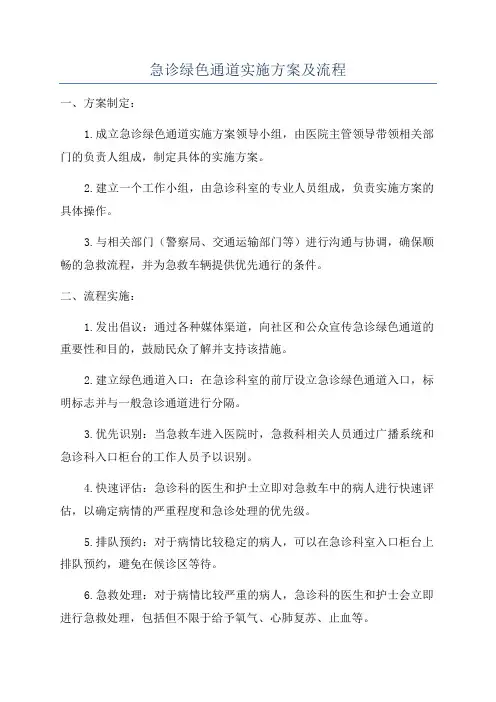 急诊绿色通道实施方案及流程