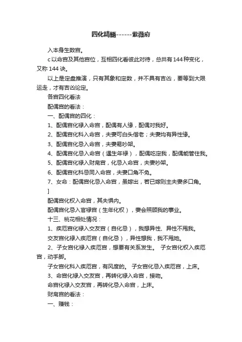 四化精髓------紫薇府