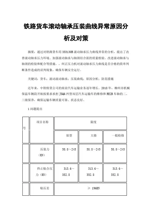 铁路货车滚动轴承压装曲线异常原因分析及对策
