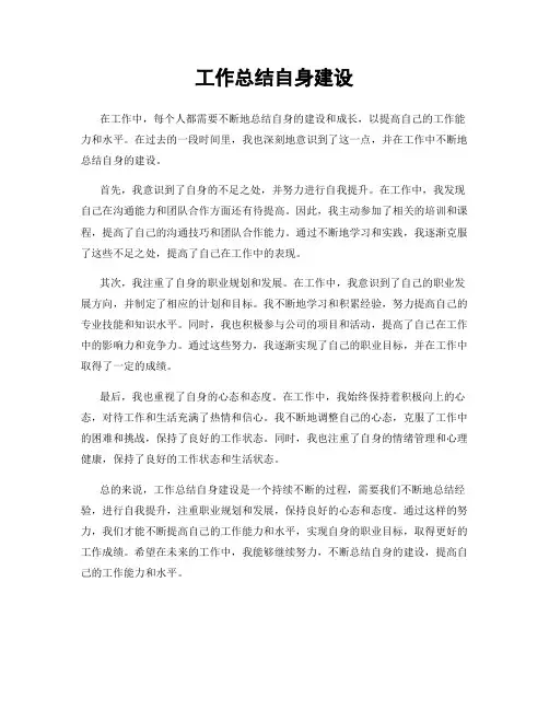 工作总结自身建设