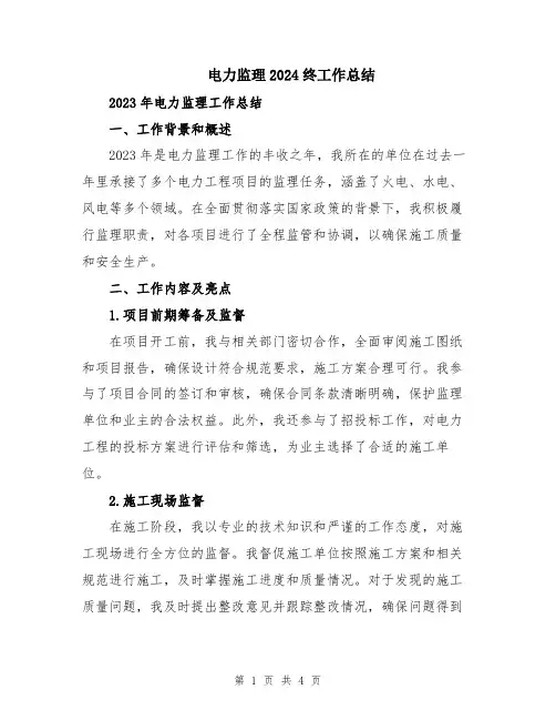 电力监理2024终工作总结