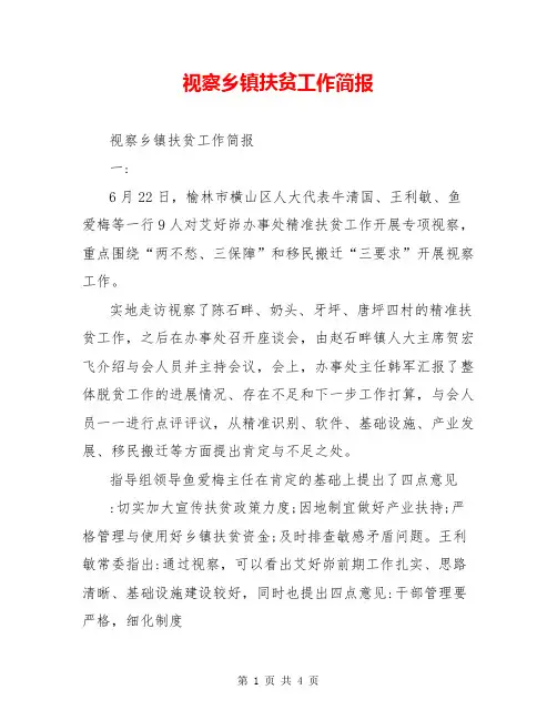 视察乡镇扶贫工作简报