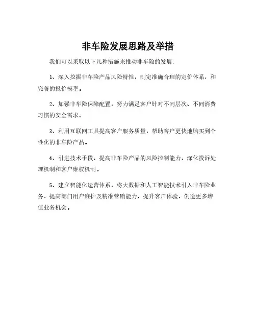 非车险发展思路及举措