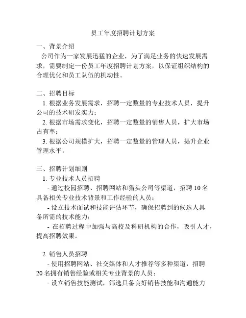 员工年度招聘计划方案