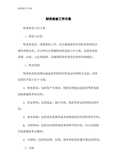 财务检查工作方案