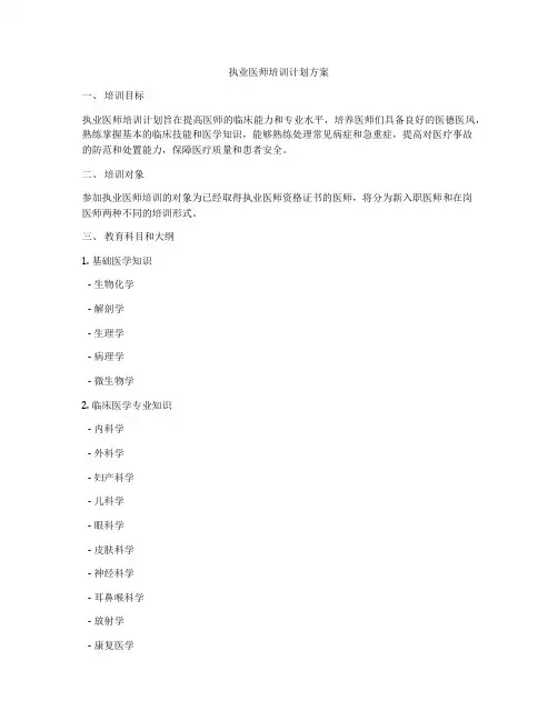 执业医师培训计划方案
