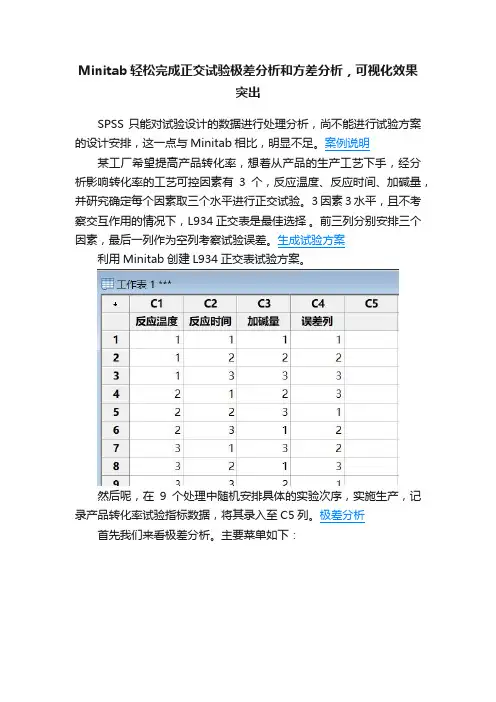 Minitab轻松完成正交试验极差分析和方差分析，可视化效果突出