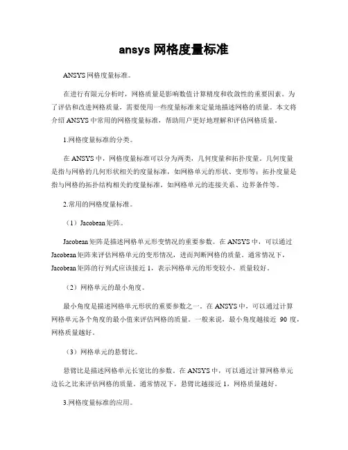 ansys网格度量标准
