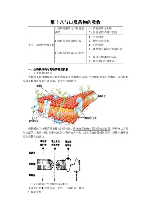 第十八节口服药物的吸收