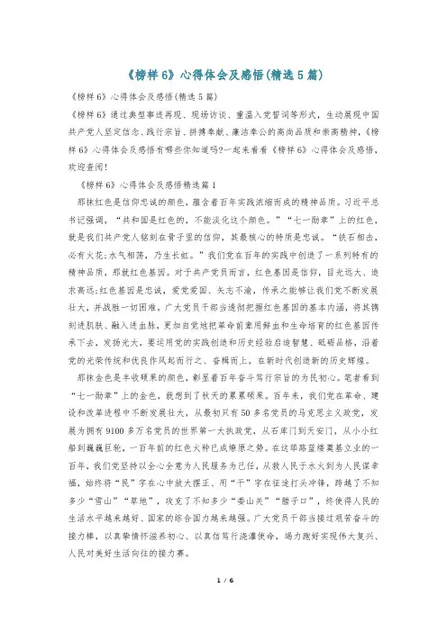 《榜样6》心得体会及感悟(精选5篇)