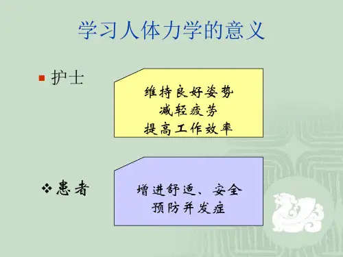 护理学基础人体力学在护理学中的应用PPT课件