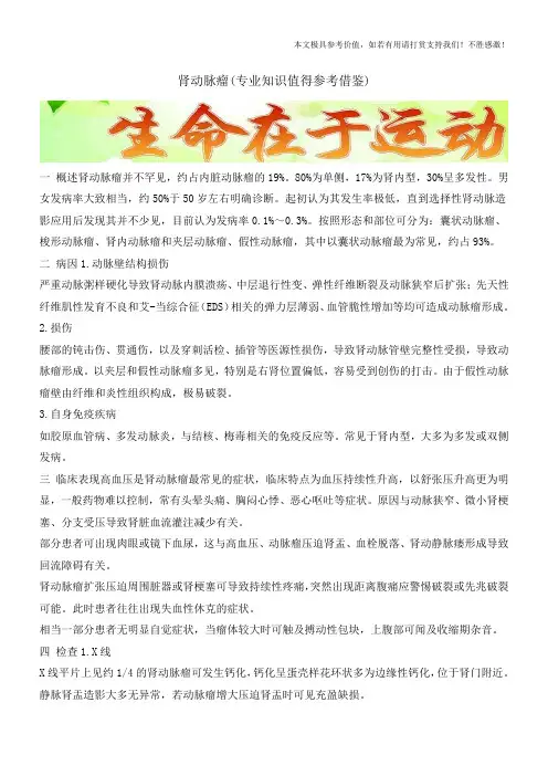 肾动脉瘤(专业知识值得参考借鉴)