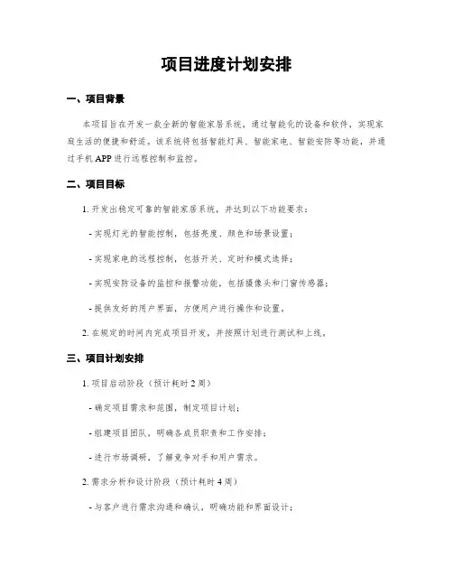 项目进度计划安排