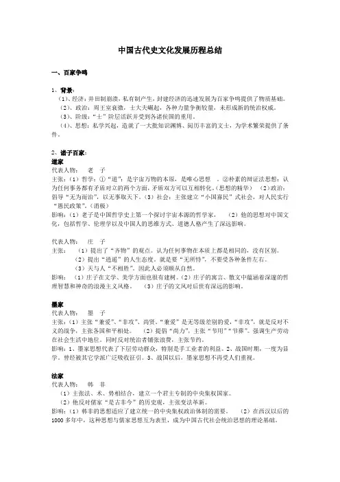 中国古代史文化发展历程总结