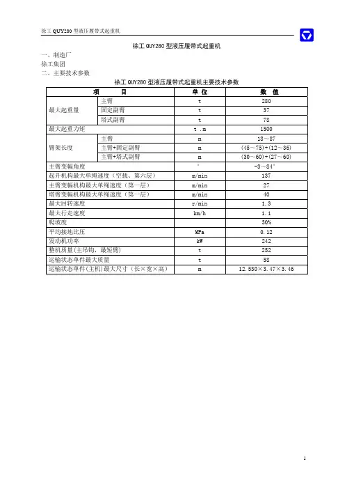 徐工集团QUY280型液压履带起重机