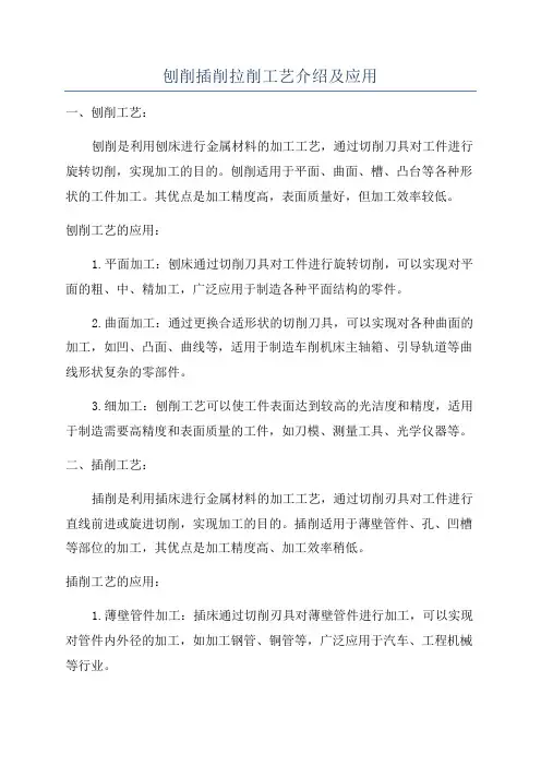 刨削插削拉削工艺介绍及应用