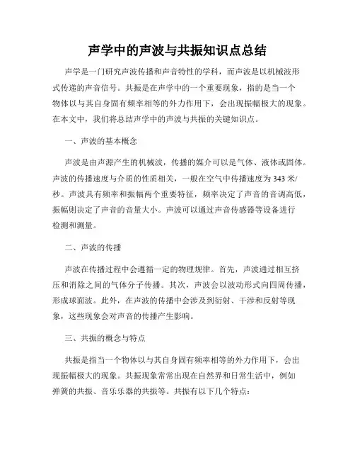 声学中的声波与共振知识点总结