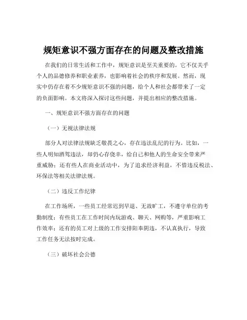 规矩意识不强方面存在的问题及整改措施
