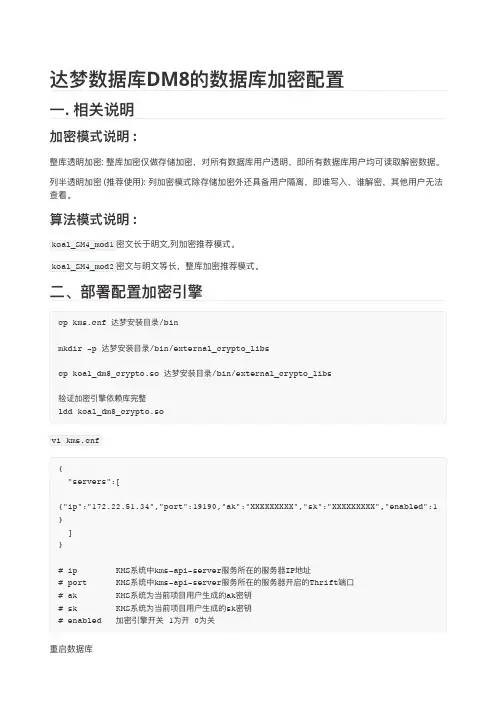 DM8加密配置手册说明书
