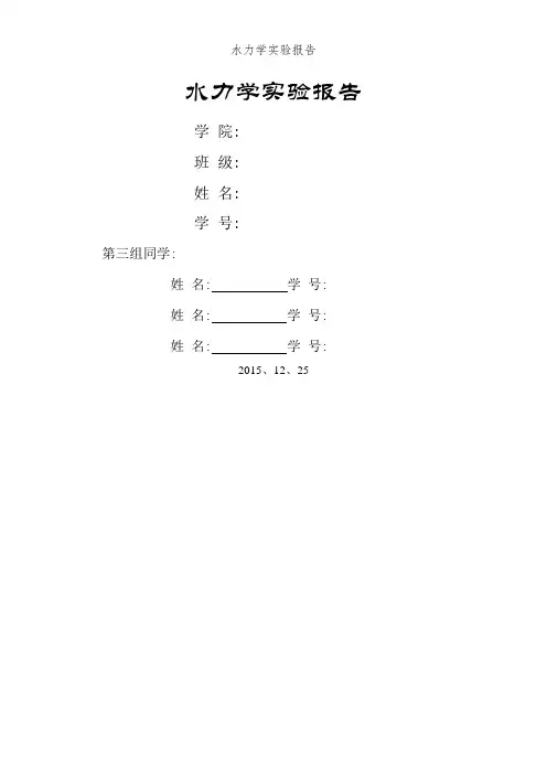 水力学实验报告