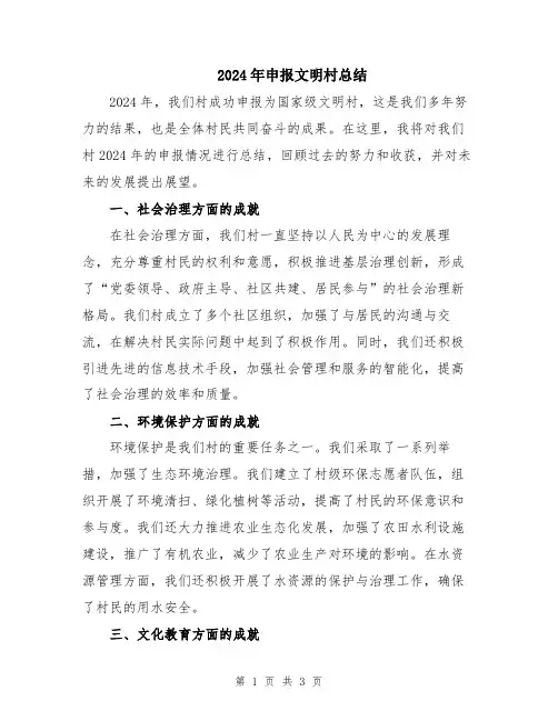 2024年申报文明村总结