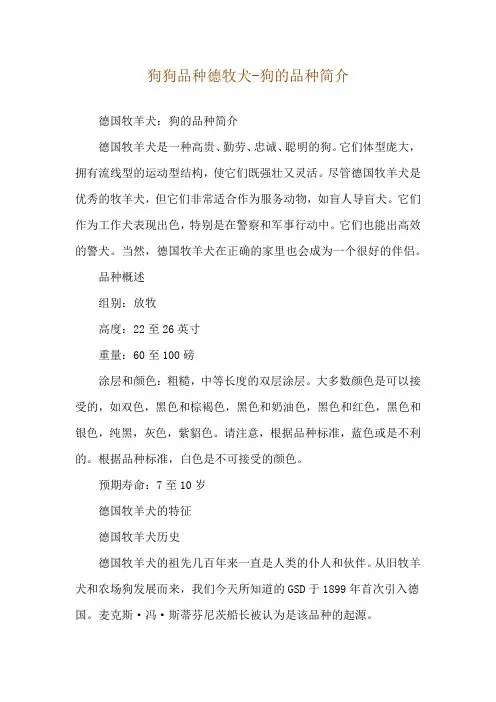 狗狗品种德牧犬-狗的品种简介