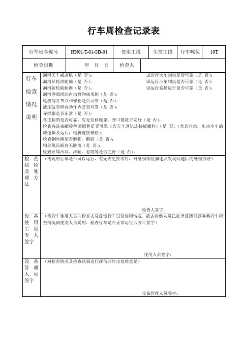 行车周检查记录表
