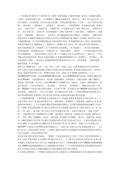 大学数据挖掘课程考试复习材料