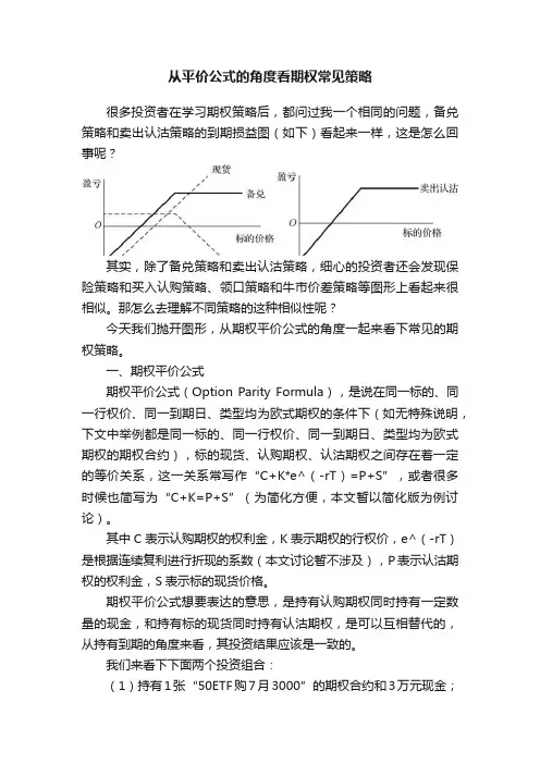 从平价公式的角度看期权常见策略