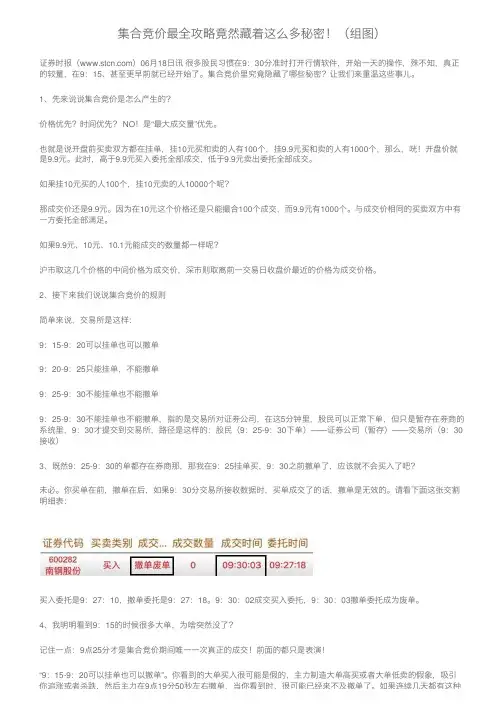 集合竞价最全攻略竟然藏着这么多秘密！（组图）